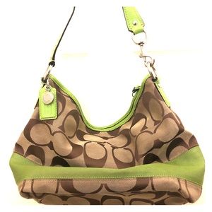 Green and Tan coach purse
